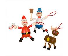 Mopec nw301 Charms – elastische aus Holz mit Rentier Figuren Santa und Schneemann, Mehrfarbig