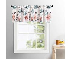 MRTREES Vorhang mit Blumenmuster, durchsichtig, Weiß Landhausstil W54×L16 *Peony