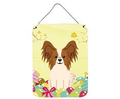 Carolines Treasures Ostereier Papillon Rot Weiß Metalldruck 12x16 weiß