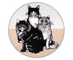 Vallila Mau Ø 100 cm beige Katze Kinderzimmer Teppich, 100 x 100 cm