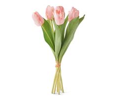 K&K Interiors 15451B-PK Blumenstrauß mit Tulpenmotiv, 35,6 cm, 7 Stiele, Rosa