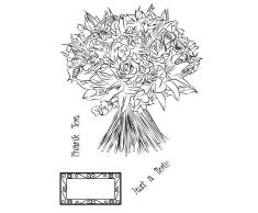 Dimension Stamps Stempel, Motiv Blumenstrauß, im A6-Format, Polymer, transparent, 4 Stück