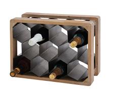 Benzara Weinhalter im Kolonialstil aus Metall, 45,7 cm H x 33 cm L, Naturbraun und Grau