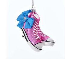 Kurt Adler 4 JoJo Siwa Pink Glass Sneakers with Bow Ornament Dekor, Rose, Standard
