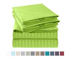 Nestl Bettwäsche Bed Sheet Set – Damast Streifen – weiche gebürstete Mikrofaser – Bonus Kopfkissen King Stripe - Garden Green
