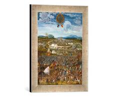 Gerahmtes Bild von Melchior Feselen Belagerung der Stadt Alesia, 52 v. Chr. C. Julius Caesar gegen Vercingetorix, Kunstdruck im hochwertigen handgefertigten Bilder-Rahmen, 30x40 cm, Silber Raya