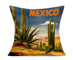 Fukeen Sommer-Kissenbezug für Zuhause, Couch-Dekoration, Tropische Sukkulenten, Kaktus, Baumwolle, Leinen, Standard-Kissenbezug, 45,7 x 45,7 cm 18x18 Mexico Cactus