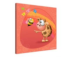 Picanova – Cow Meet Bee 80x80cm – Premium Leinwanddruck – Kunstdruck Auf 2cm Holz-Keilrahmen Für Schlaf- Und Kinderzimmer – Kinder Kollektion Von TooshToosh