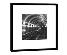 COGNOSCO Fotografie im Holzrahmen: Alter Elbtunnel Hamburg-Fotodruck-Format 27 x 27 cm-Rahmenfarbe schwarz-Hochwertiges Wandbild, Geschenkidee oder Souvenir aus der Hansestadt, Holz, Weiß, Rahmen