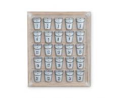 K&K Interiors 54021A Adventskalender zum Aufhängen, Holz, 61 cm, Weiß gewaschenes Finish, MDF-Kiefer, Metall