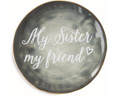 Pavilion Gift Company Emmaline My Sister My Friend Keramik Deko Teller, 12,7 cm anthrazit