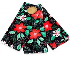 Weihnachtsstern, Stechpalmenbeeren und Weihnachts-Blumenmuster mit Zweigen, Set von 3 Küchenhandtüchern, Geschirrtuch-Set, perfekt für Weihnachten, Zuhause, Urlaub, Backen, Kochen, Abtropfen und Küchenaufgaben.