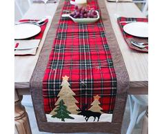 DotPet Weihnachts-Tischläufer Baum und Hirsch Tischläufer für Familie Weihnachten Urlaub Tisch Weihnachten Abendessen Party Tischdeko (Baum und Hirsch)