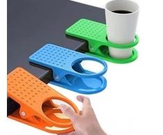 mollensiuer 4 Stück Farbige Trinkbecher Halter Clips Klemme für Home Office Schreibtisch Tisch Cup Rack