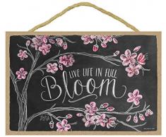 (sjt14841) Live Life in Full Bloom 17,8 x 26,7 cm Holz Schild mit der Kreide auf Lily & Val