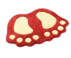 HUAHOO Big Feet Bad WC Vorleger Teppich Fußmatte Bodenmatte saugfähige Matten Badezimmer Teppiche Schlafzimmer Wohnzimmer Küche Fußmatte Teppich GradeA Non-Slip 19x26 rot