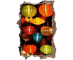 Pixxprint 3D_WD_S1257_62x42 chinesische Laternen in buten Farben Wanddurchbruch 3D Wandtattoo, Vinyl, bunt, 62 x 42 x 0,02 cm