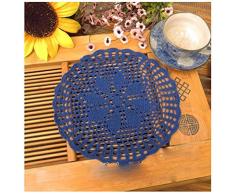 WCHUANG Handgefertigt Häkel-Baumwolle Rund Spitze Tisch Deckchen Platzdeckchen, 8 Navy