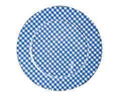 H+H Wing Topfuntersetzer rund, Gingham-Design, 33 cm, Kunststoff, blau