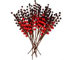 Gift Boutique Set mit 12 roten Beeren Weihnachts-Plektren für Urlaubsdekorationen, tolle Ergänzung zu jeder Weihnachtsdekoration, Handwerk, Kamin, Ornament-Kranz, Girlande oder Baum, 40,6 cm, künstliche Winterstiele