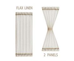 Fmfunctex Vorhang, Leinen, durchscheinend, 2 Stück Casual 25x40L |Sidelight Curtains Natur