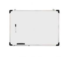 Relaxdays Whiteboard, mit Schwamm und Marker, magnetisch, mit Alurahmen, für Meetings, Workshops, Büro, 50 x 70 cm, weiß