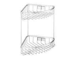 Hasko SS304 Duschregal für Eckdusche, kein Bohren an der Wandmontage, langlebig, 2 Ebenen, Duschkorb mit Haken, Eckregal für Bad und Küche (polierter Edelstahl SS304)