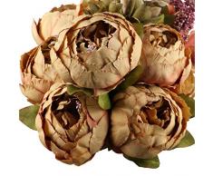 leagel Fake Blumen Vintage Pfingstrosen, künstlich, Seide, Blumen Blumenstrauß Hochzeit Home Dekoration, 1 Stück Spring Orange