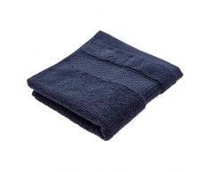 iDesign kleines Handtuch, Waschlappen mit gewebter Verzierung aus Baumwolle, weiches Gästehandtuch zum Gesicht- und Händewaschen oder für Dusche und Badewanne, dunkelblau