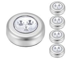 IPOW LED-Nachtlicht, batteriebetrieben, kabellos, für Schränke, Theken oder Abstellräume, kabelloses Touch-Licht, 5 Stück