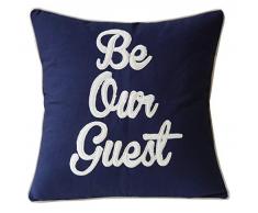decorhouzz EU Werden Unsere Gäste appliziert Kopfkissen bestickt Kissenbezug cushionthrow Kissen Dekoratives Kissen Hochzeit Geburtstag Jahrestag 45,7 x 45,7 cm, baumwolle, navy, 45,7 x 45,7 cm
