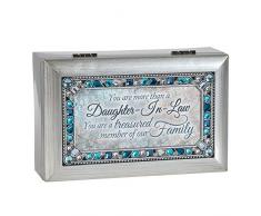 Cottage Garden Spieluhr, Schwiegertochter mit Schmucksteinen, klein, spielt Wind unter Meinen Flügeln, silberfarben