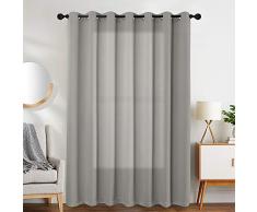 Vangao Verdunkelungsvorhänge Raumteiler für Schlafzimmer/Wohnzimmer/Glastür, Lange Thermoisolierte Ösen, dreifach gewebte Vorhänge, B 100 x L 213 cm, Einzelpanel, grau-weiß Modern 84 L*100 W grau