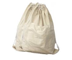 Firststepp Aufbewahrungstasche aus Reiner Leinen-Baumwolle, atmungsaktiv, staubdicht, mit Kordelzug, Aufbewahrungstaschen, Reisetaschen, Wäschesack mit Außentasche, 2 Stück Backpack