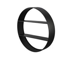 Benjara Rundes Wandregal aus Metall, 2 Etagen, Schwarz