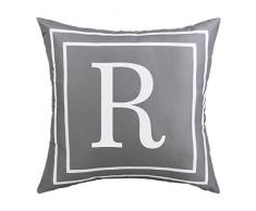 BLEUM CADE Kissenbezug, Grau mit englischem Alphabet, Überwurf, Kissenbezug, modern, quadratisch, Dekoration für Sofa, Bett, Stuhl, Auto 18 x 18 Gray R