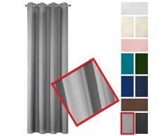 Eurofirany Rita Vorhang Gardine Glatt Schlicht Einfarbig - 8 Ösen Modern Schlafzimmer Wohnzimmer Lounge Kinderzimmer 1 Stück Einzeln, Polyester, Stahlgrau, 140X250cm