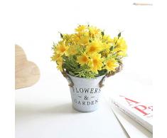 Charmly Künstliche Blumen im Topf-Design, europäisches Design, Seide, Gänseblümchen-Arrangements, Haus, Büro, Restaurant, Tafelaufsatz Fensterbank, Deko, Gänseblümchen, Frühling, Gelb
