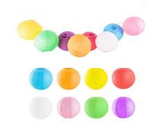 Papierlaternen, 20 cm, bunt, verschiedene chinesische/japanische Hänge, Metallrahmen für Lampen, Partys, Veranstaltungen, Dekoration, 8 Stück