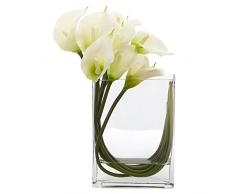 Nearly Natural Fast Natur Calla Lily in, rechteckig, Glas Vase, 30,5 cm weiß