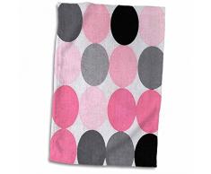 Handtuch / Sporthandtuch mit 3D-Rosen-Motiv, 15 x 22 cm, Schwarz / Pink / Grau