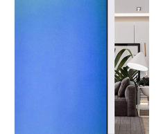 HIDBEA Sichtschutzfolie, mattiert, bunt, dekorativ, statisch, haftend, UV-blockierend, hitzebeständig, wiederverwendbar, Glas-Tönung für Zuhause, Küche, Badezimmer, Büro, 90 x 90 cm, Blau matt