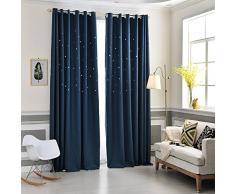 auswind Polyester Little Star Tülle Top Sheer Gardinen One Panel, Polyester, blau, 63x95