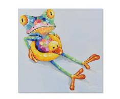 JAPO ART Japo Modern Art Animal 100% handgemalte Ölgemälde mit gedehnt Rahmen Wand, für Wohnzimmer Bereit Zum Aufhängen 24 x 24 inch Frog and Ball