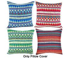 Gikidea Boho-Dekorative Kissenbezüge für Couch 4er Set Baumwolle Leinen 18x18 Überwurf Kissenbezug Sofa Wohnzimmer Schlafzimmer Indoor Outdoor Auto Quadratische Fall Kissenbezug One Size Set 5