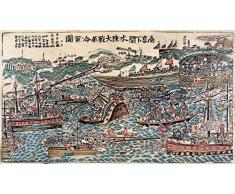 Sino-Japanese War 1895 Njapanische und chinesische Schlachtschiffe mit kleinen Booten Engaged In A Seefahrt In A Bay In A Fort In China C1895–1900 Poster, Kunstdruck von 61 x 91 cm