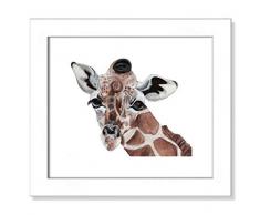 Casa Fine Arts Kunstdruck Afrikanische Wildtiere, Safari-Tiere, Archivkunst Landhausstil 14 x 12 Mattweißer Rahmen