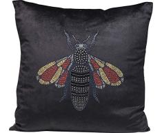 Kare Design Kissen Fashion Bee, quadratisches Dekokissen 45x45cm, Samtkissen in eckiger Form mit Bienen Motiv, Kissen mit Strassstein Verzierung, (H/B/T) 45x45x8cm