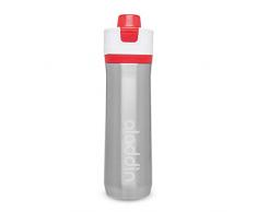 Aladdin Active Hydration Sport-Trinkflasche aus Vakuumisoliertem Edelstahl, 0.6 Liter, Rot, Einhändig Bedienbar, Auslaufsicher, mit Tragegriff, Wasserflasche Sportflasche