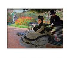 Monet Wall Art Collection Leinwanddruck Camille Monet auf einer Gartenbank, gespannt und gerahmt, fertig zum Aufhängen, 61 x 81 cm